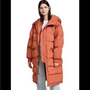 Free People Long Raglan Puffer Orange Medium